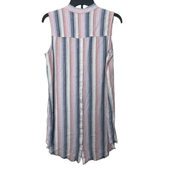 Cloth & Stone Anthropology Linen Blend Striped Sleeveless Shirtdress Size Medium - Picture 5 of 9